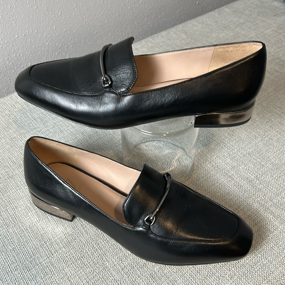 27 EDIT Naturalizer Rita Bit Leather metal Heel Loafers Size 9